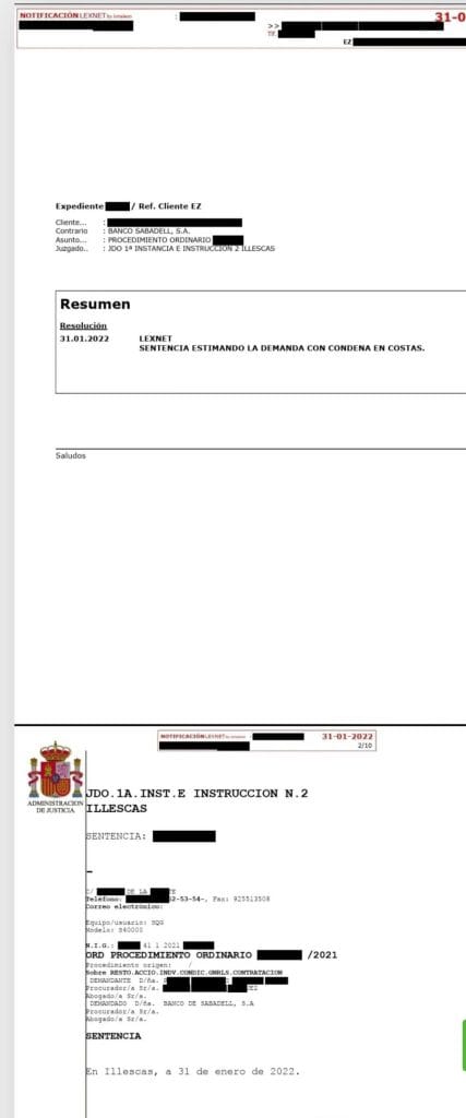 Sentencia Sabadell Juzgado 2 Illescas